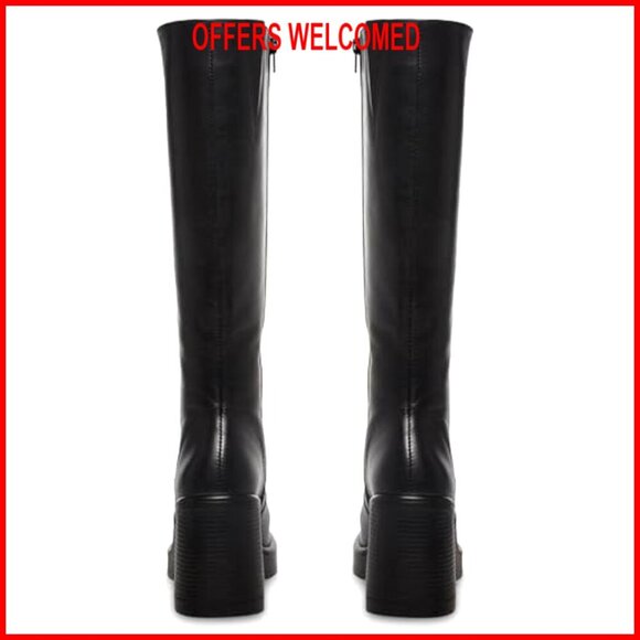 Platform Boots Square Toe Chunky Heel Side Zip Knee High Women's Shoes - Picture 4 of 7